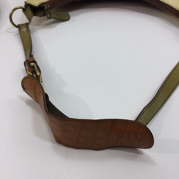 Brahmin Women Amira Hobo Shoulder Bag Leather Croc Embossed Brown Cream Metallic - Picture 8 of 14